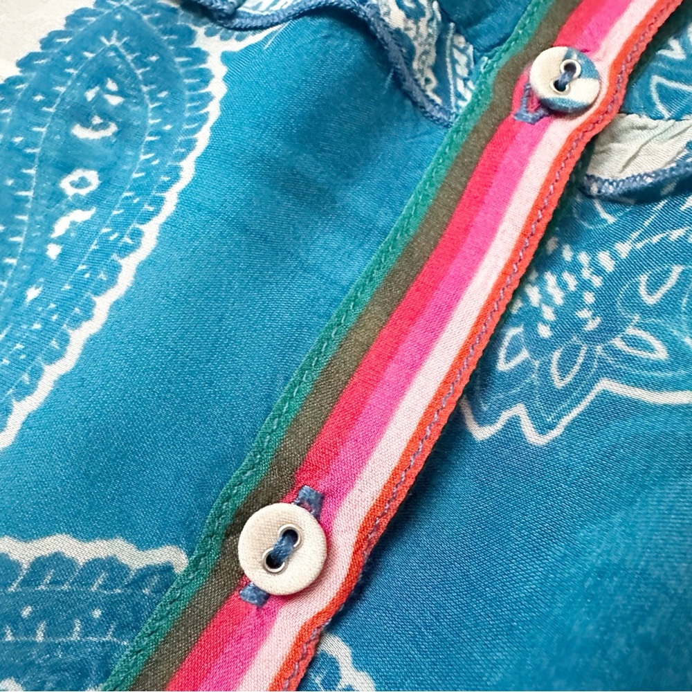 Johnny Was Blue And Red Patchwork Blouse - image 8